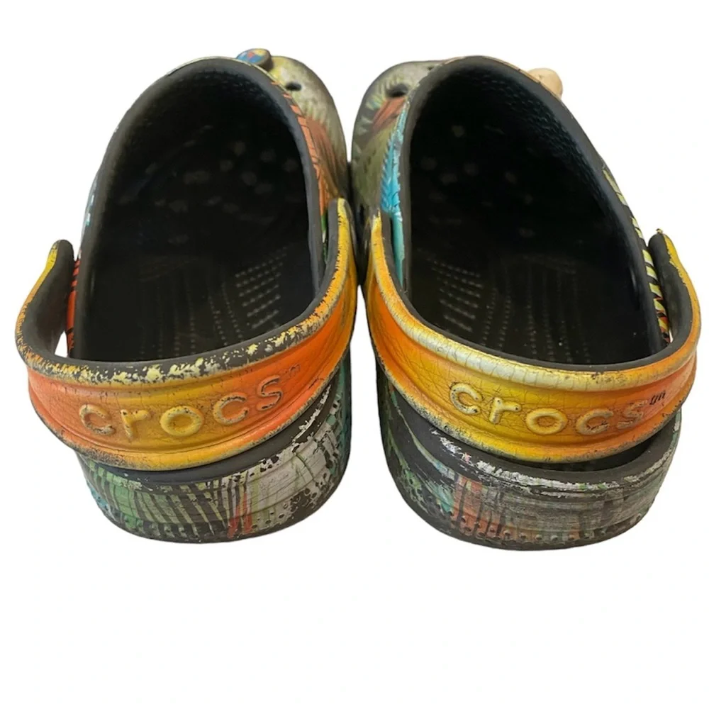 Crocs Multicolored Palm Tropical Print Slip On Slides Water Shoes Sandals 1